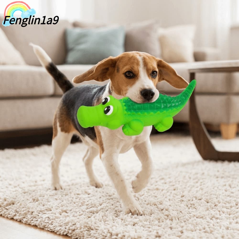 FENGLINA Brinquedo De Jacaré Para Cachorro Estridente , Mastigar De Látex Premium Médio Geral , Contorno