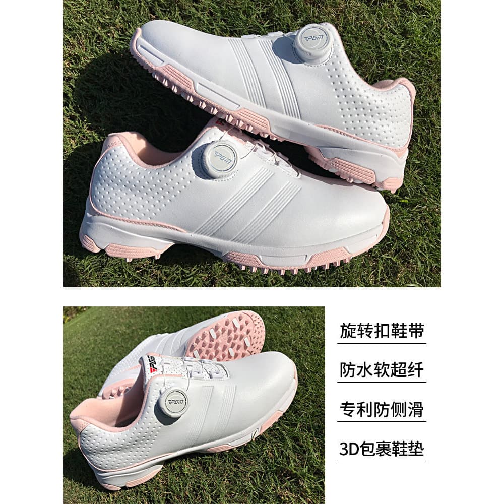 P PGM sapatos de golfe genuínos senhoras à prova dwaterproof água microfibra sapatos esportivos botão rendas Anti-escorr