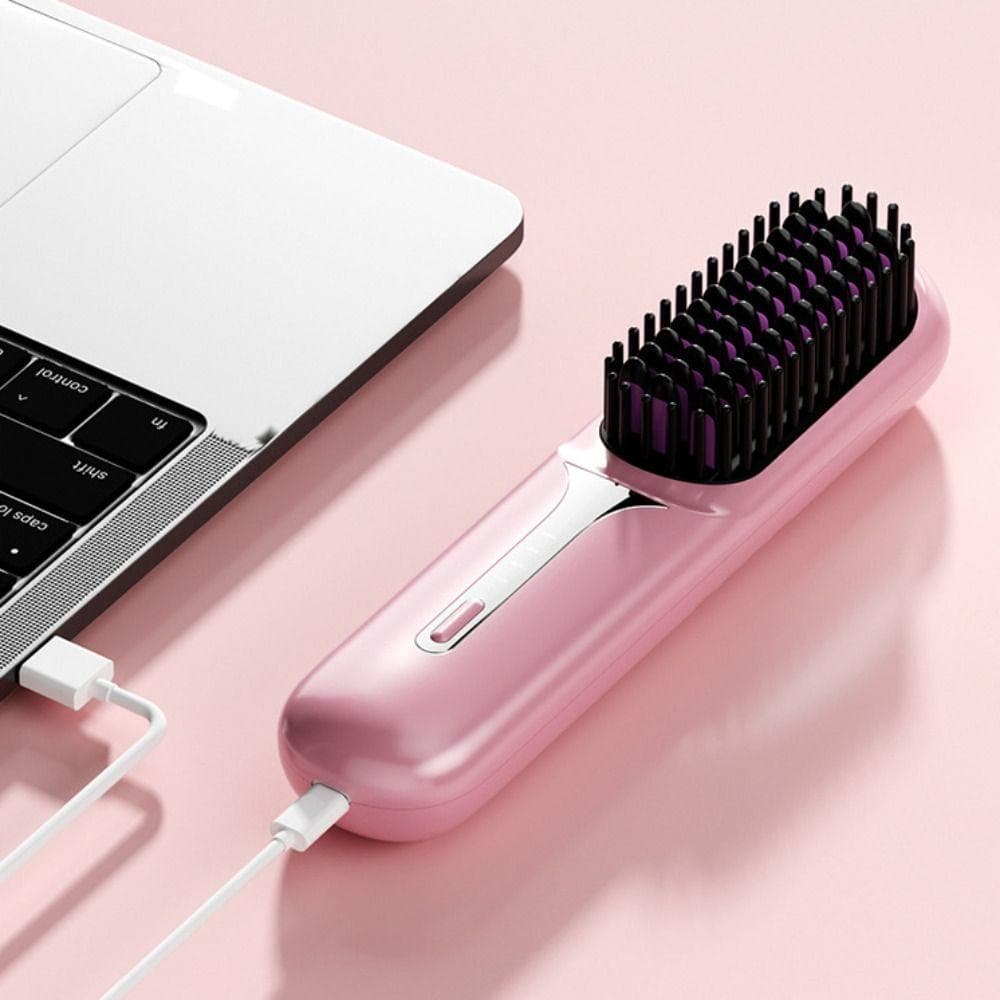 Alisador De Cabelo Seco Molhado , Pente Portátil De Íons Negativos De Aquecimento Rápido , Escova Alisadora De Carregame