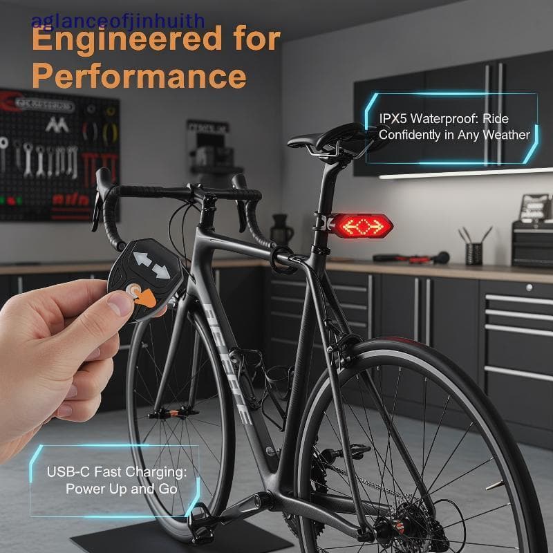 [aglanceofjinhui] Luz Traseira Do Sinal De Mudança De Direção Da Bicicleta Sem Fio LED USB Recarregável Lâmpada De Adver