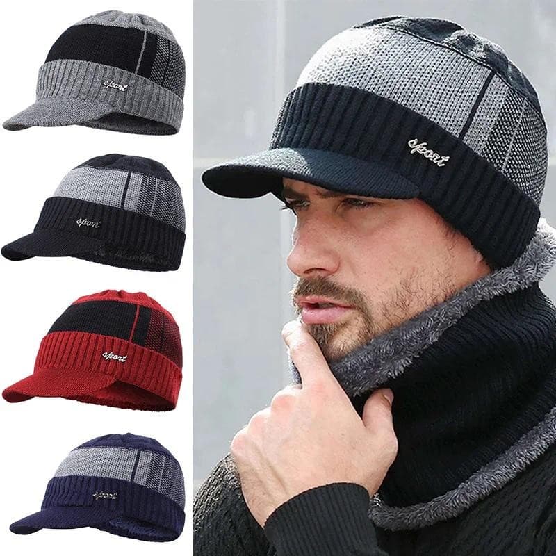 Inverno Novo Boné De Algodão Viseira Malha Gorro Engrossar Cobertura Homem Bonés Ao Ar Livre Crânios Masculino Carta Grá