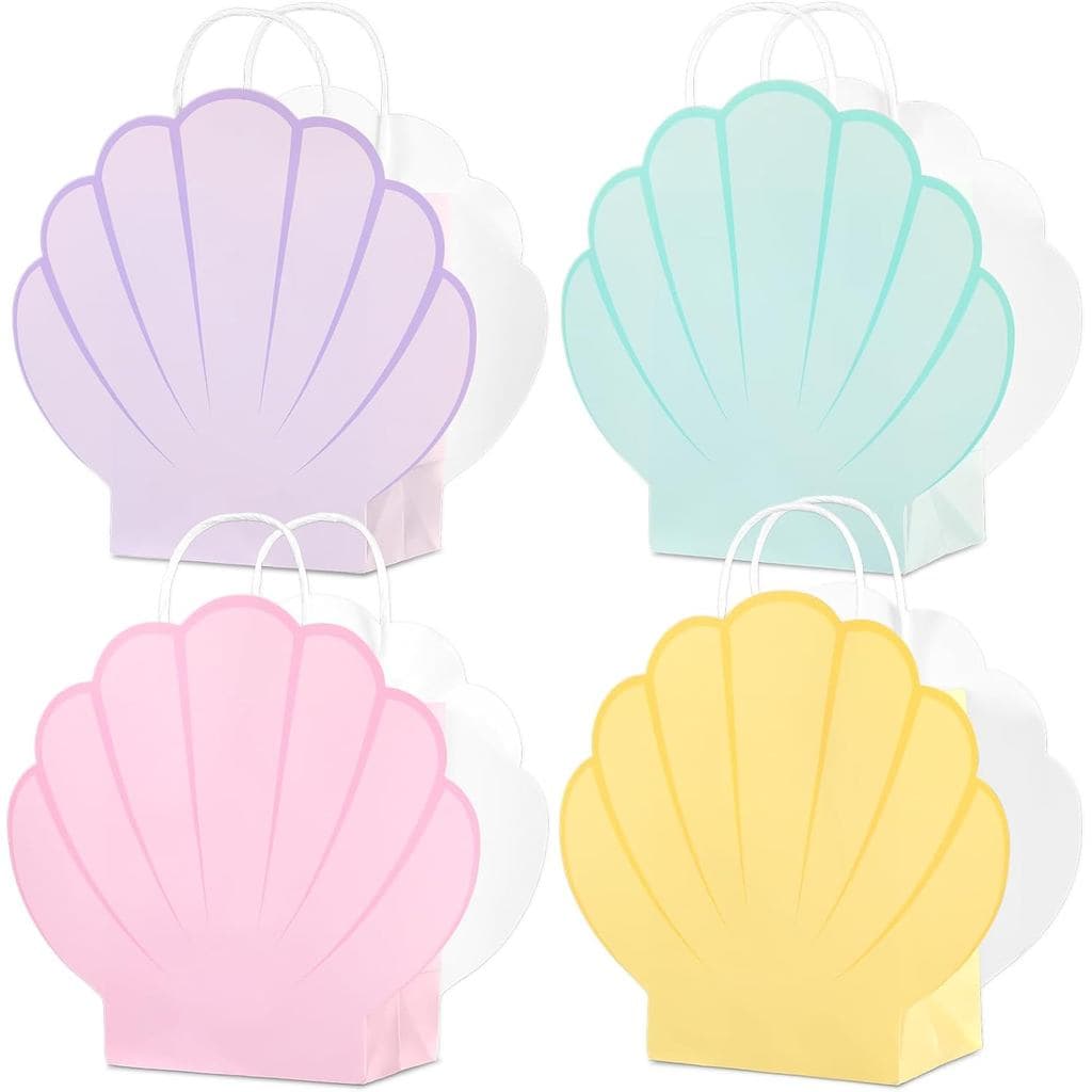 Sacolas de Presente em Forma de Concha com Alça, Tema Sereia, Lembrancinhas para Eventos, Sacolas de Guloseimas para Fes