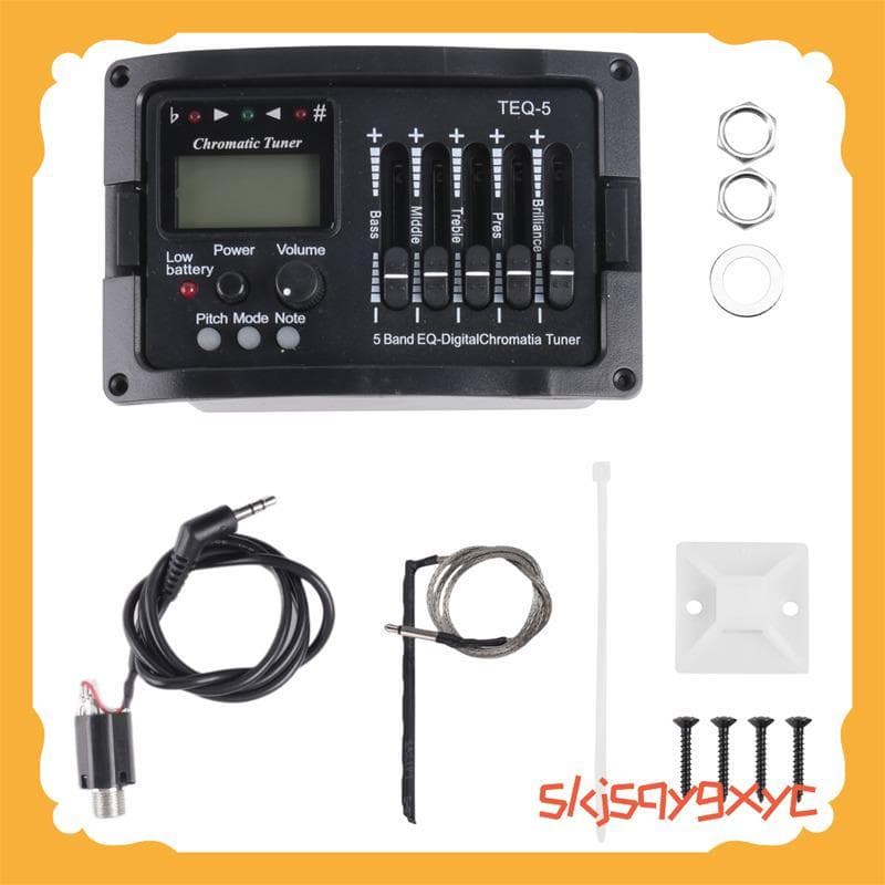 Pré-Amplificador De Guitarra Acústica De 5 Bandas EQ Equalizador Clássica Afinador De Mistura Digital Piezo Captador Sem