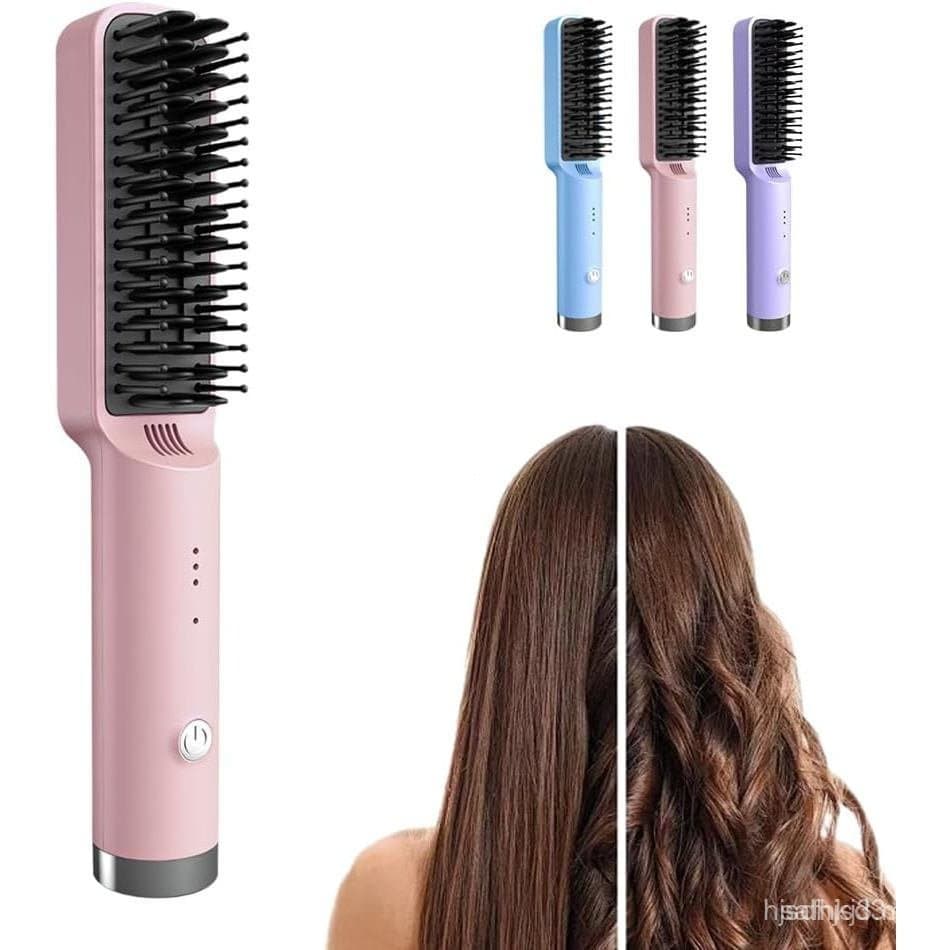 Escova Alisadora de Cabelo Sem Fio, Mini Escova Alisadora Portátil, com 3 Opções de Temperatura, Alisador de Cabelo 0ZEF
