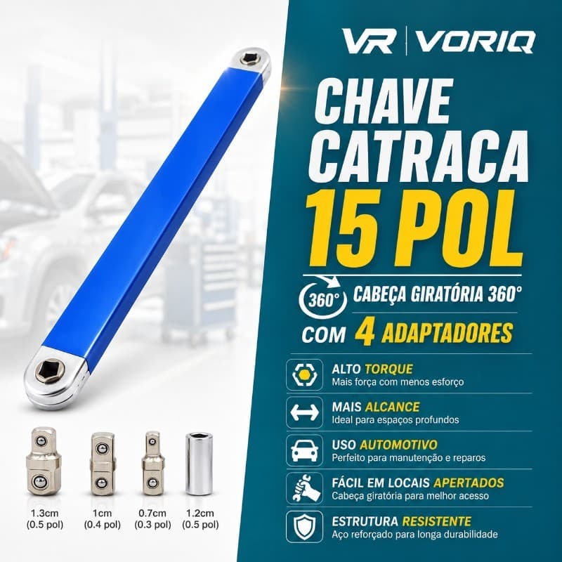 Extensor De Catraca Estendida Extensor Catraca 15 Polegadas Multifuncional Com 4 Adaptadores Para Mecânico Automotivo