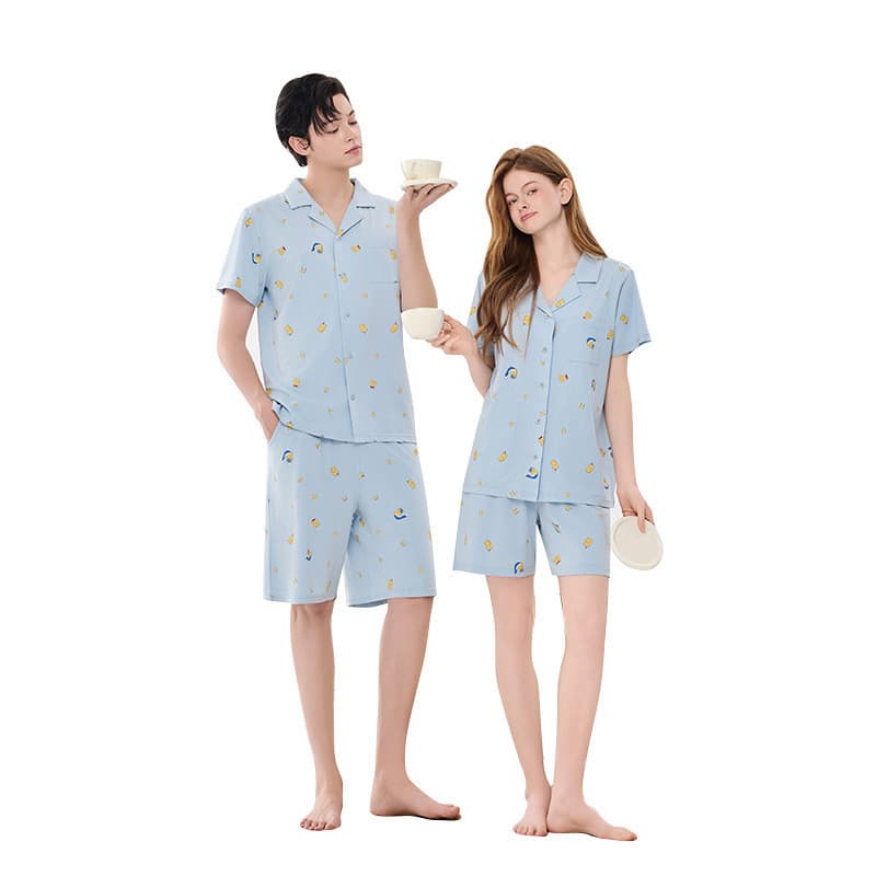 Classe A Lenzing Modal algodão pijamas feminino verão urso impressão terno Shorts de manga curta pijamas femininos Homew