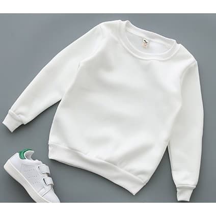 Forro de lã de manga comprida novo estilo roupas infantis algodão puro meninos meninas moletom branco puro camisa de fun