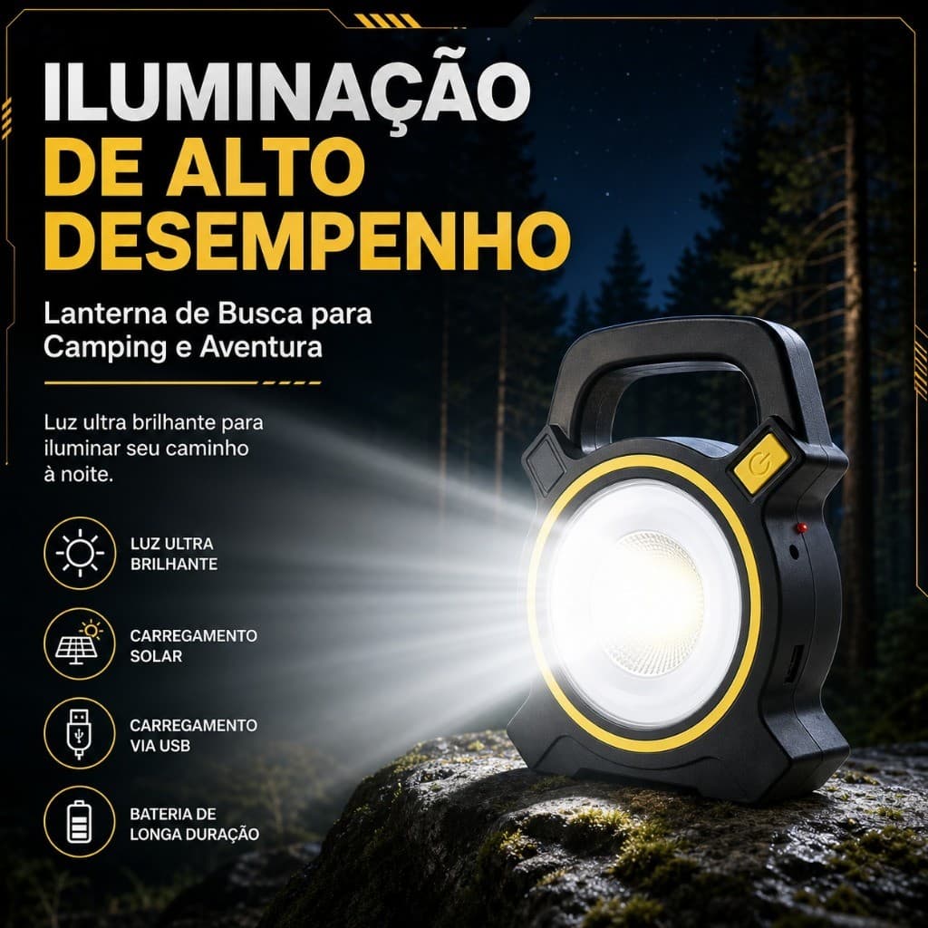 Lanterna De Emergência Portátil Refletor Led Emergência Pesca Acampamento Com Alça de Mão