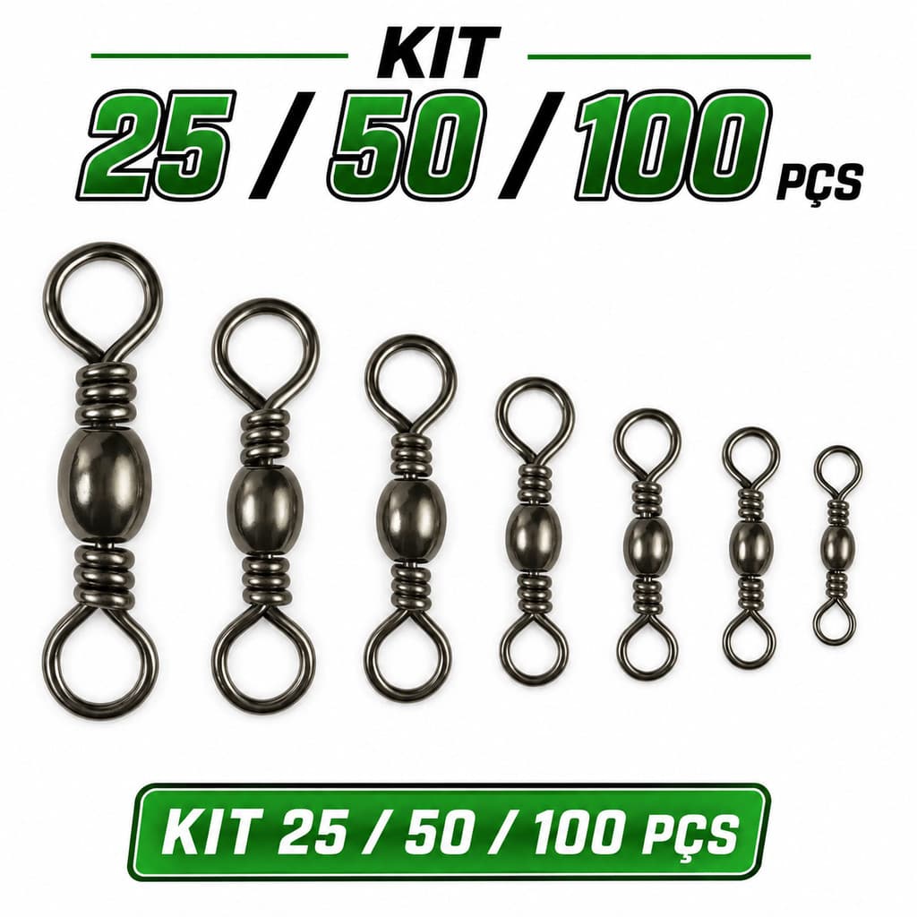 Girador Distorcedor de Pesca Black Kit 28, 50 ou 100 un Pesqueiro Tamba Pacu Traira Piranha Anzol Rio