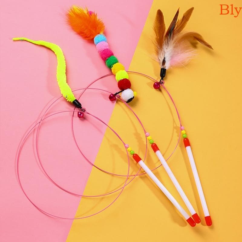 Bly Interativo Gatos Pena Brinquedos Varinha Brinquedo Teaser Sino