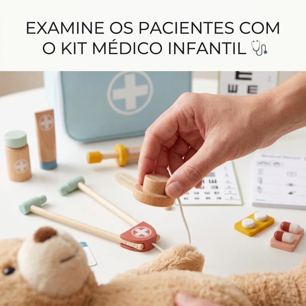 Brinquedo Infantil Kit Maleta De Médico Madeira Educativo