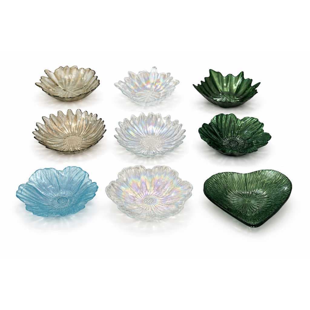 6 Kit Pratos Decorativos em Vidro Premium – Design Floral Elegante e Sofisticado