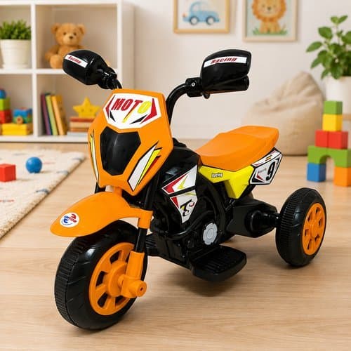 Moto Elétrica Infantil Cross Laranja Diversão Segurança Carro Elétrico Criança Infantil