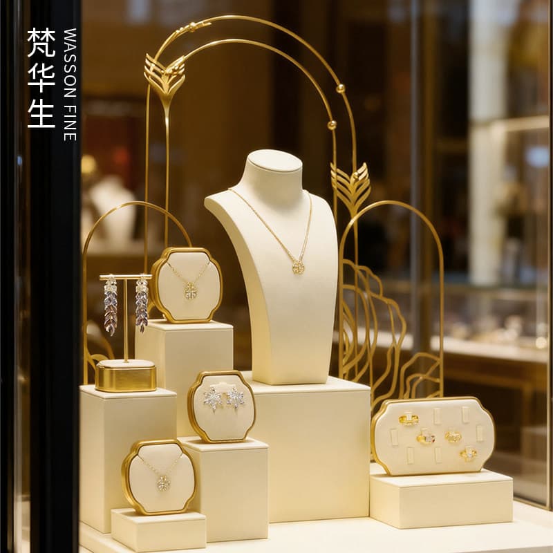 Expositor de joias de luxo Fanhuasheng para vitrines, usado para exibir brincos, anéis, colares e outros acessórios em j