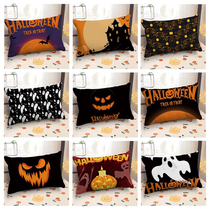 Almofada de fronha de abóbora de Halloween escura 30 * 50 capa de sofá retangular 40 * 60 capa de almofada de carro