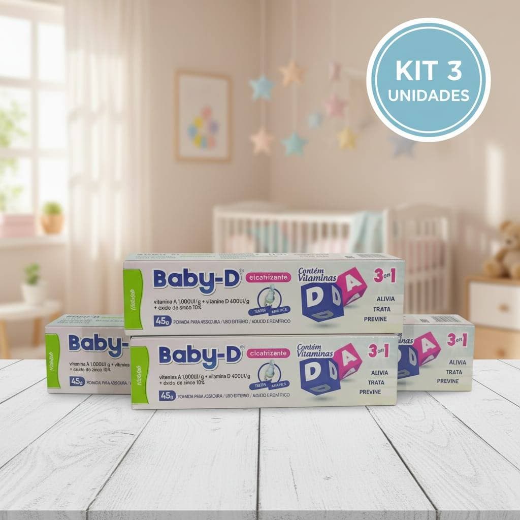 Pomadas para Prevenção de Assaduras Baby-D 45g - KIT COM 3UNIDADES  / 135g Camomila Aloe Vera Amendoas  Hipoglos rn