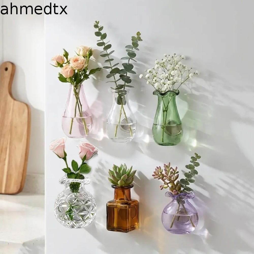 AHMEDTXB 6 Peças De Mini Ímãs De Vaso 3D , Vasos De Vidro Requintados Artísticos , De Planta Hidropônica DIY Engraçado