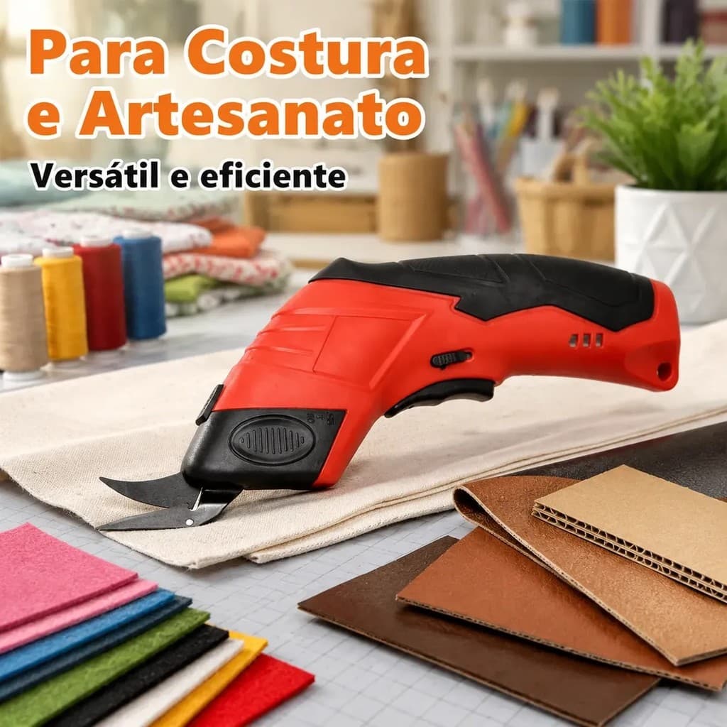 Tesoura Elétrica Recarregável Sem Fio P/ Tecido Lâmina Tungstênio Costura Artesanato