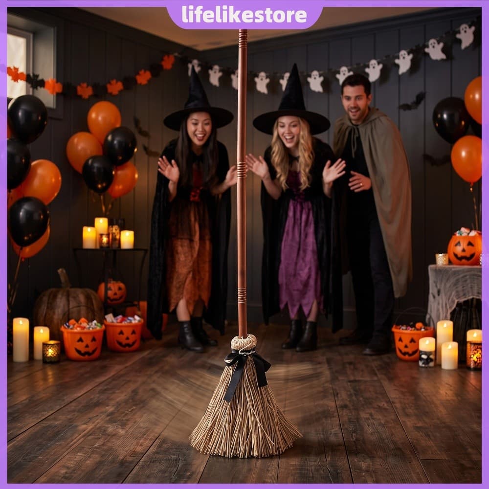 Vassoura Móvel Elétrica Halloween Witch Prop Varredura Automática Música Fantasia Decoração De Festa [lifelikestore.br]