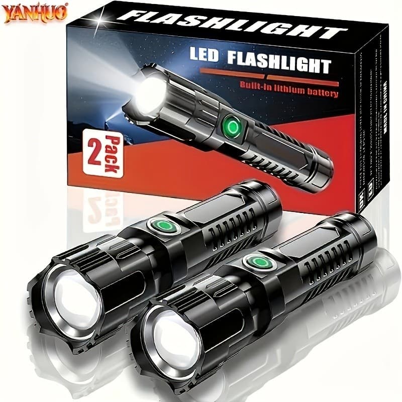 YANHUO 2 lanternas LED Super brilhantes, lanternas táticas de alto lúmen 3 modos, lanterna de acampamento portátil reduz