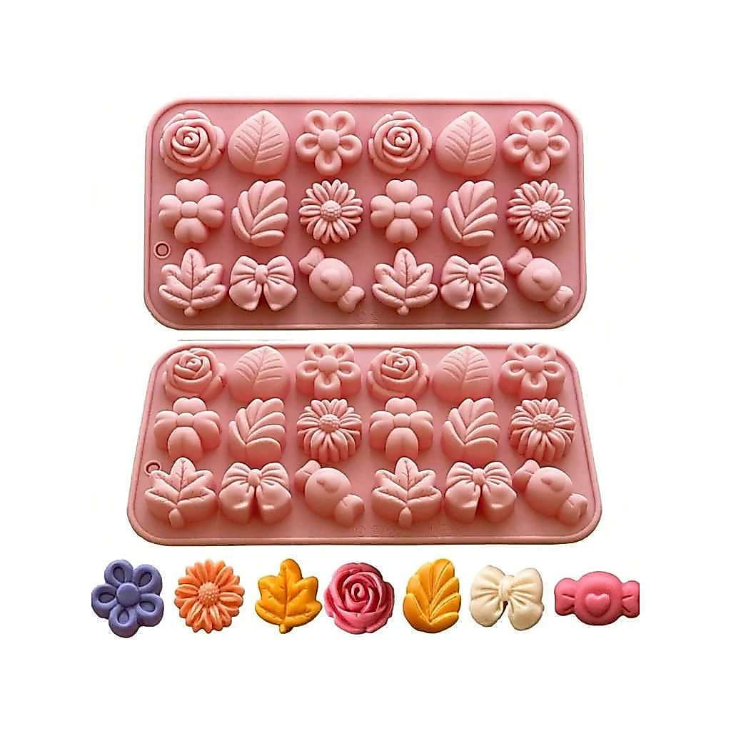 Moldes de Silicone com Formas 3D de Margaridas e Tulipas, Folhas para Gelatina, Gelo, Pudim, Sabonete