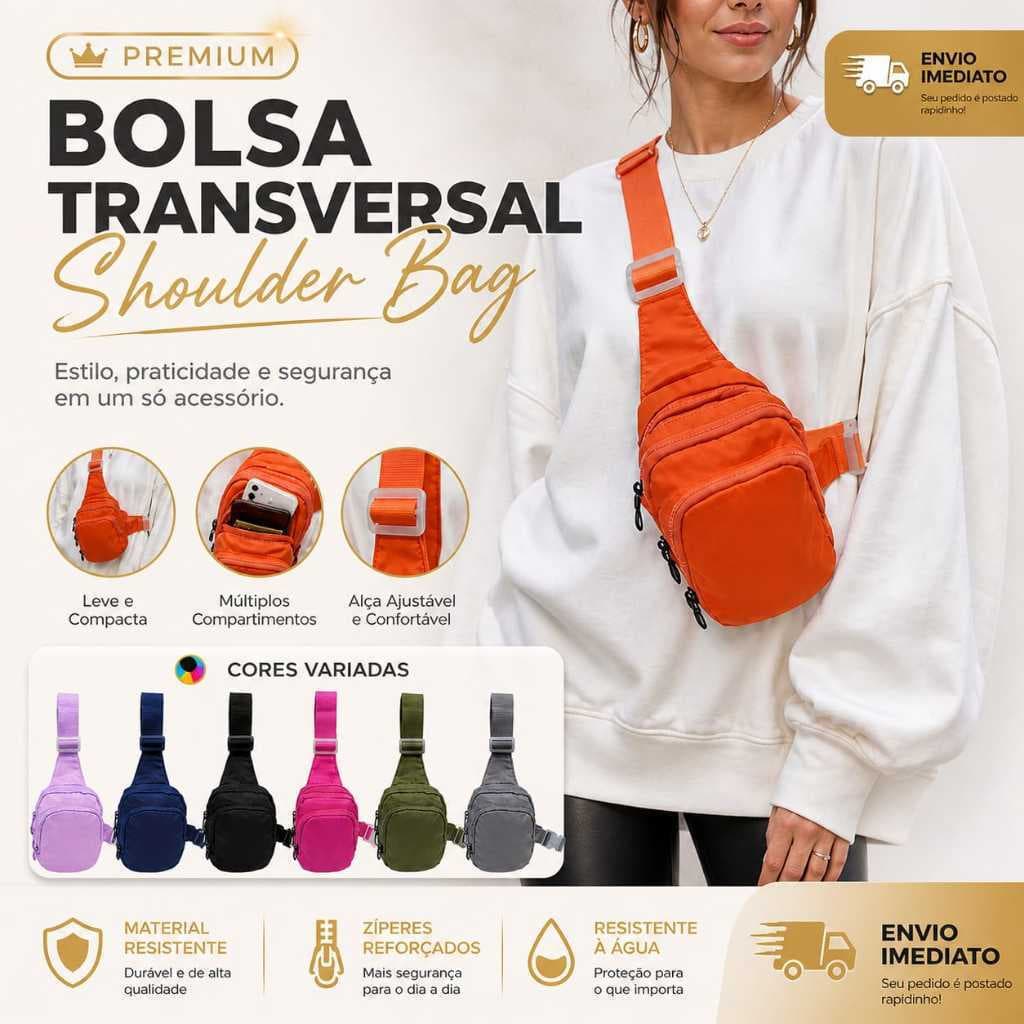 Bolsa Transversal Bag Shoulder Polchete Unissex | Tira colo | Mini Bolsa de Peito | Regulável
