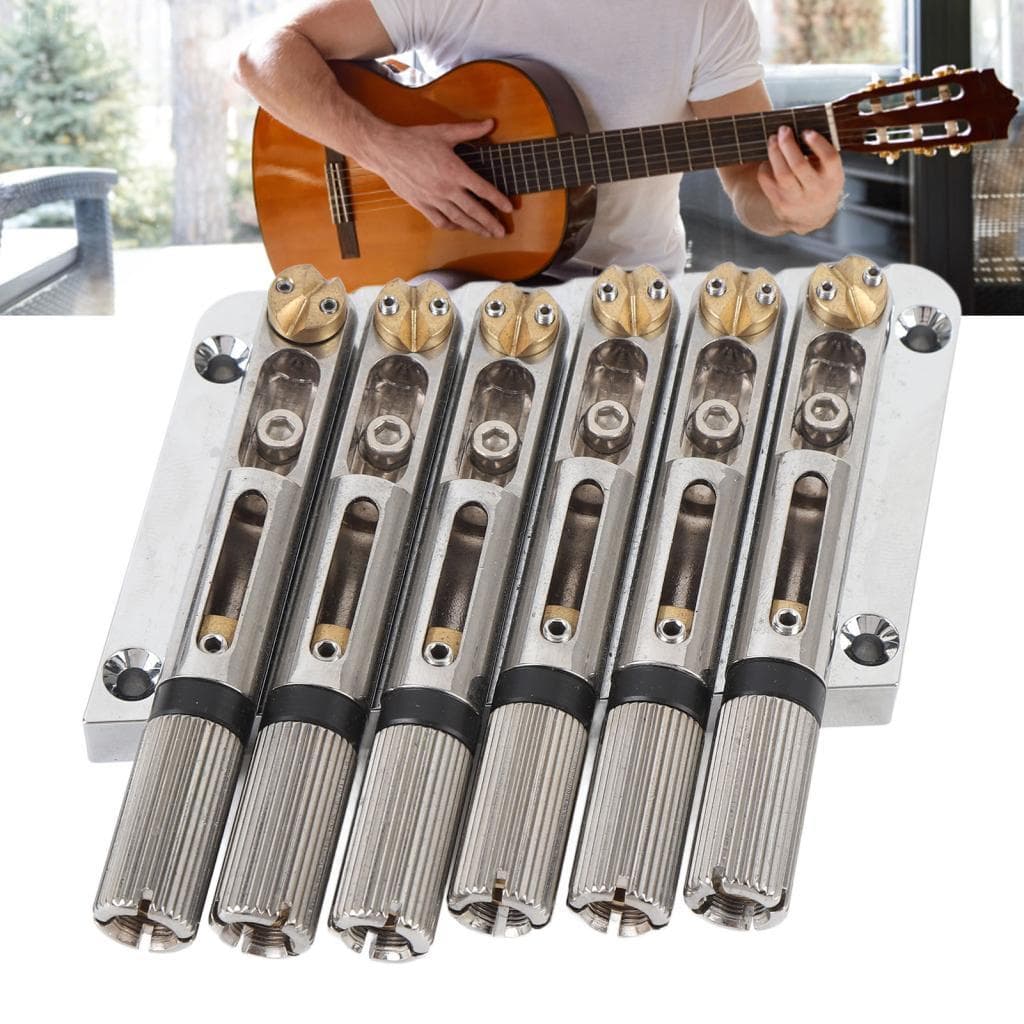 Ponte de guitarra sem cabeça de 6 cordas substituição de sela de traste oblíquo para guitarras elétricas prata