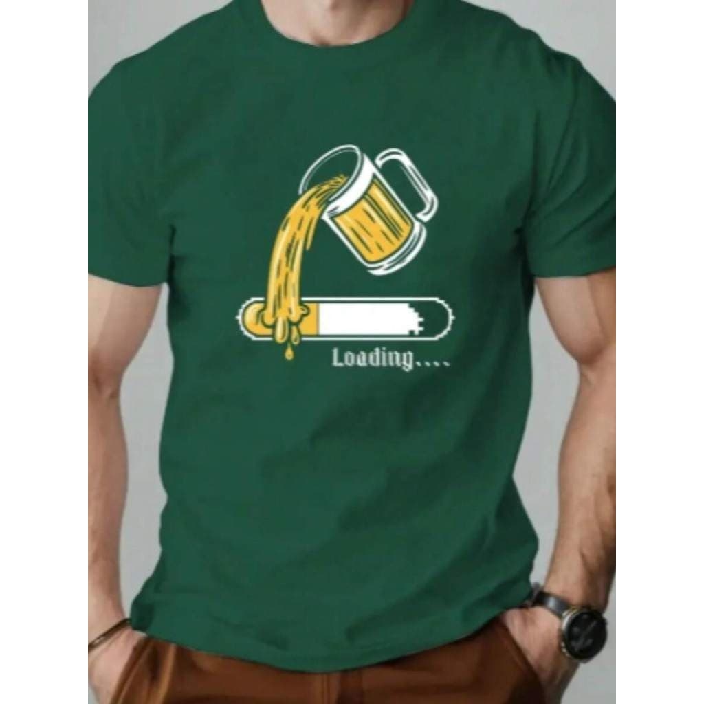 Camiseta Camisa Blusa Casual Masculino Cerveja Loading Conforto 100% Algodão