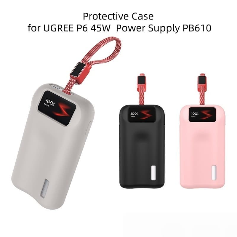Capa De Silicone De Cor Sólida Para UGREE P6 45W 10000mAh Power Bank PB610 Protetora