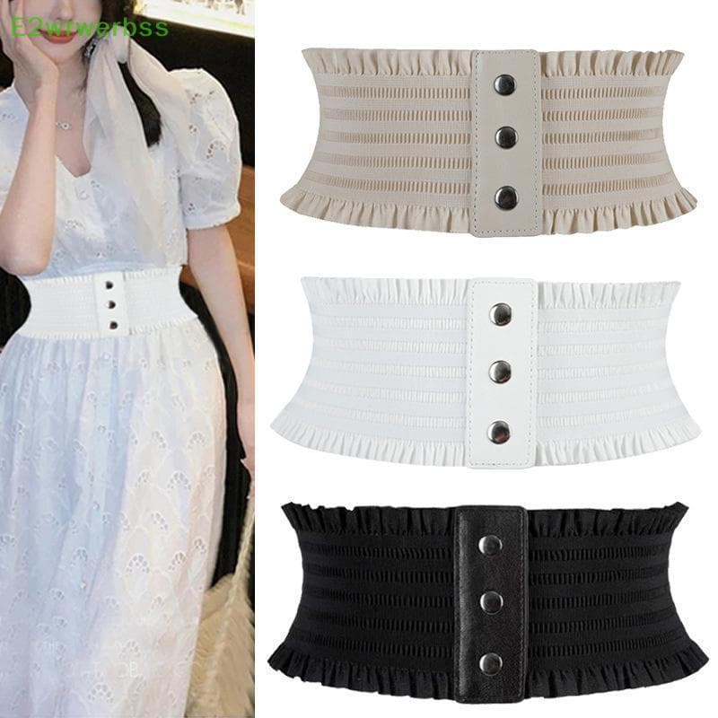 [E2wrwerbss] Novo Design Simples Feminino Elástico Cintura Larga Hemline Decoração Cummerbund Senhoras Casaco Cinto Para