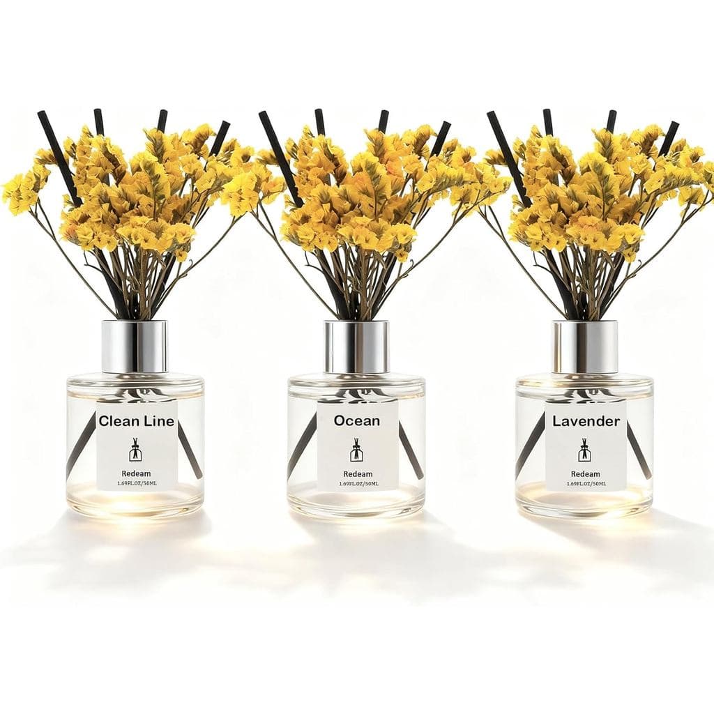 Conjunto de 3 Difusores de Varetas, Difusor de Óleo Aromatizado com Aroma de Linho, Oceano e Lavanda com 5 Varetas, Difu