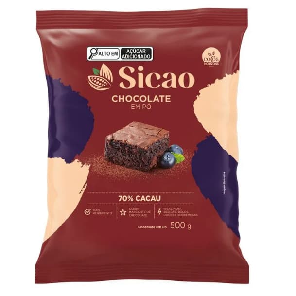 500g Chocolate Em Pó Sicao 70% Profissional
