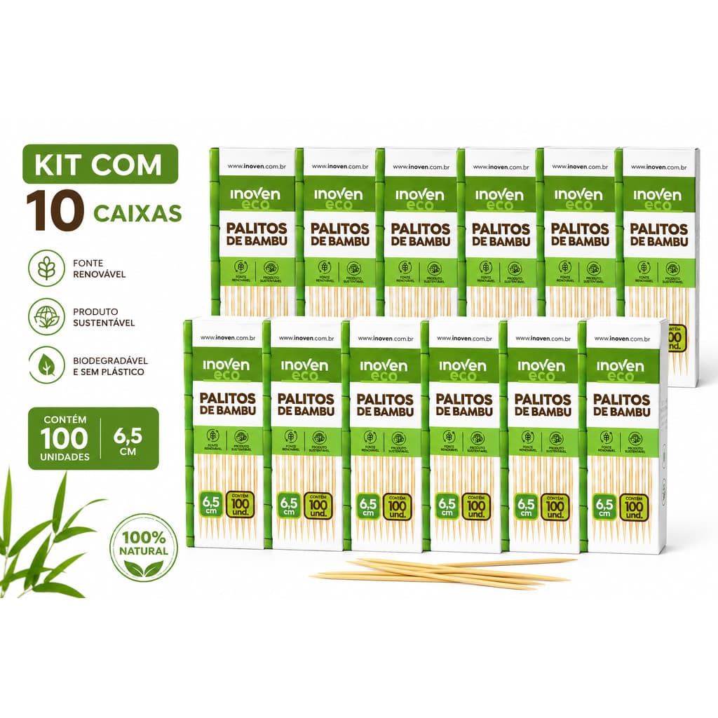 Kit Palito Dental de Bambu Caixinha com 1000 un ecologico