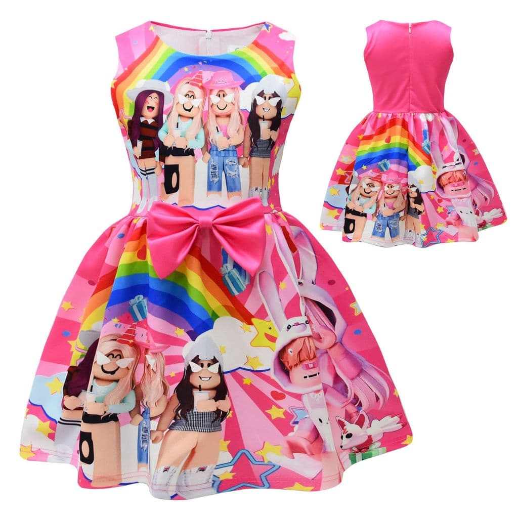 Novo estilo sem mangas Casual meninas ROB LO meninas vestido arco 9391