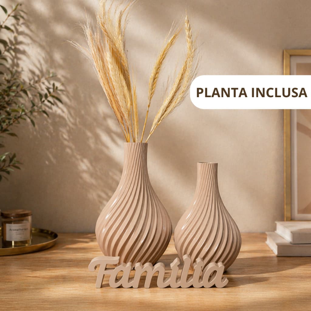 Kit 2 Vasos Decorativos + Letreiro Personalizado Decoração Moderna Elegante Casa e Escritório