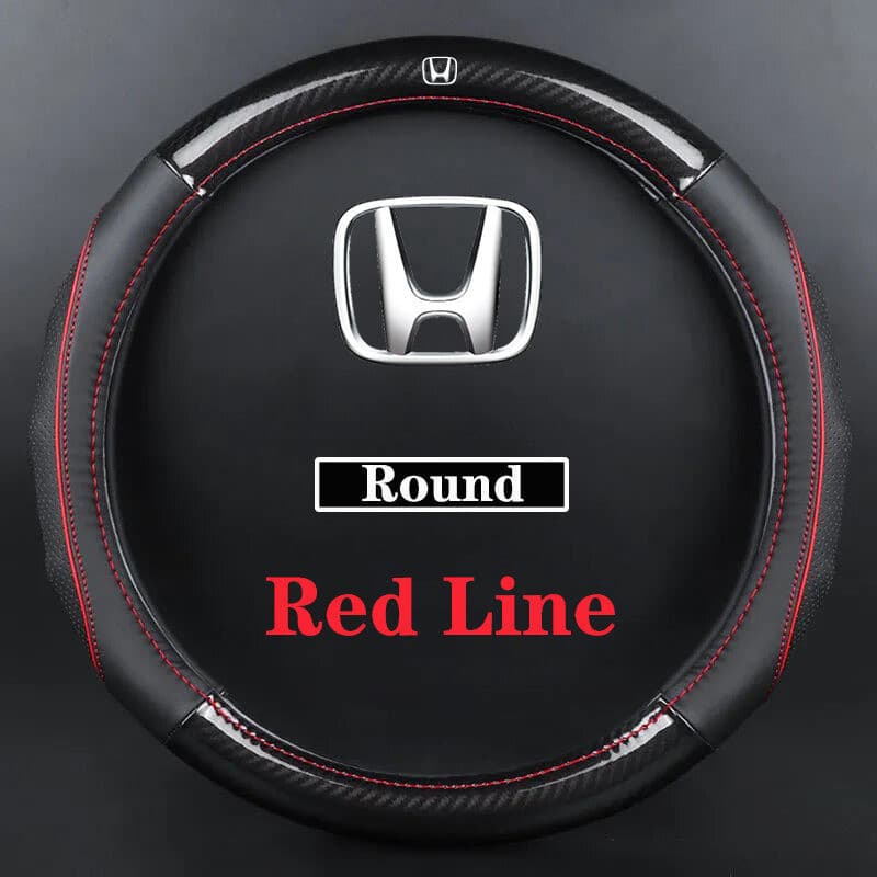 Capa de Volante de Carro em Couro e Fibra de Carbono para Honda, para Accord, City, Civic, Brio, CRV, BRV, URV, HRV, Jaz