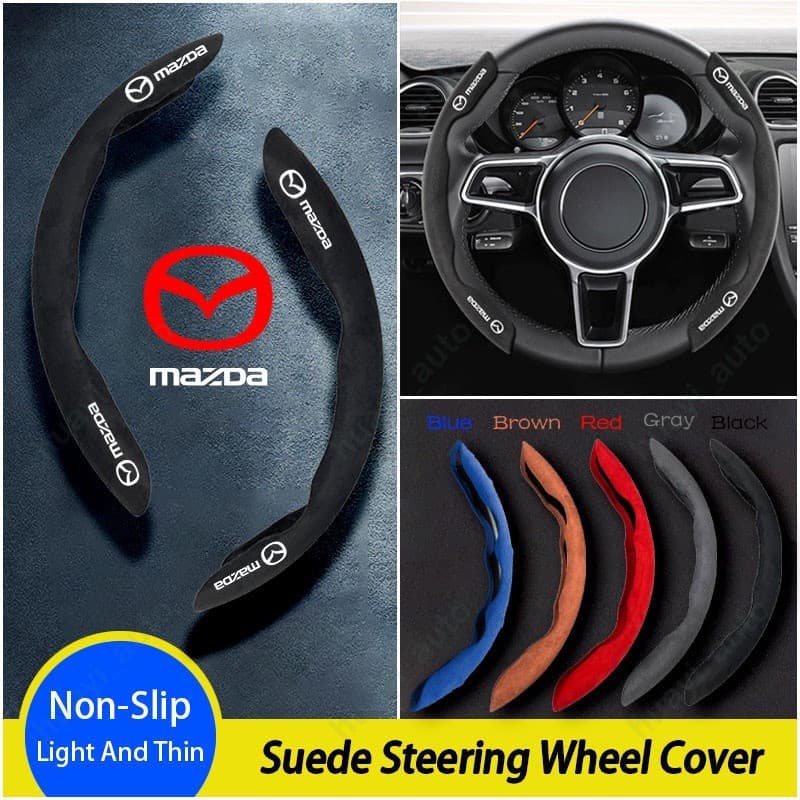 [Oferta por Tempo Limitado] Capa de Volante em Camurça de Alta Qualidade Mazda, Acessórios de Decoração para Carro para