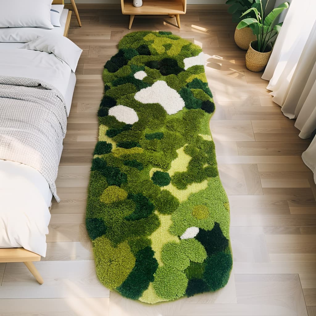 Floresta musgo tapete quarto cobertor de cabeceira engrossado em forma especial quarto mestre cabeceira tapete pequeno f