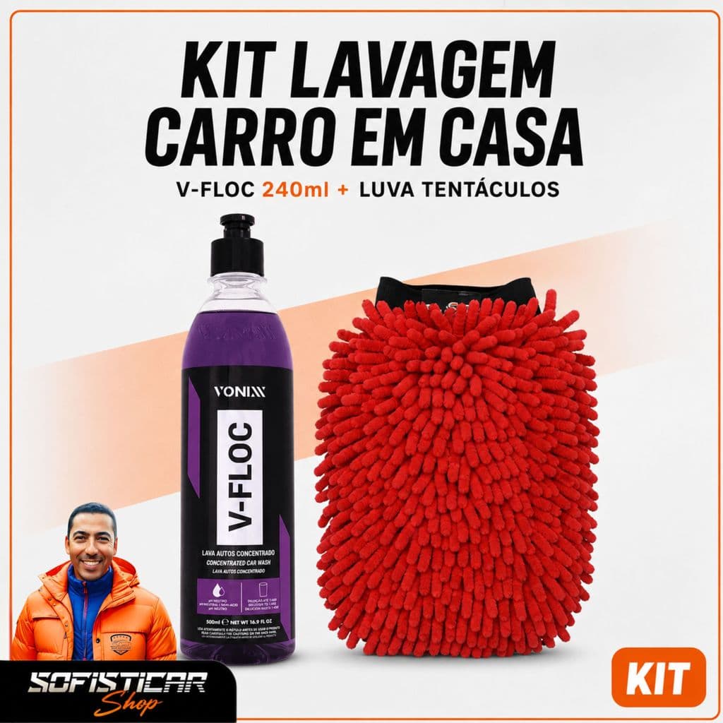 Kit lavagem automotivo V-floc + Luva Sgt vonixx limpeza automotivo shampoo automotivo produtos da vonixx luva microfibra