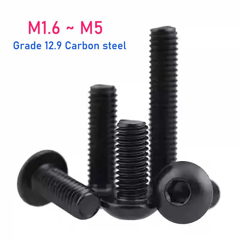 M1.6 M2 M2.5 M3 M4 M5 Preto Grau 12.9 Parafuso Hexágono De Cabeça Redonda Allen De Cogumelo