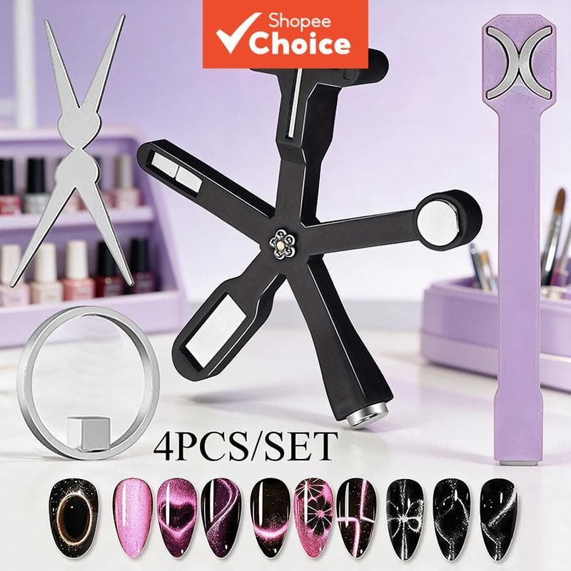 Kit 4 ímãs Olho de Gato para unhas, Conjunto de Varinhas Magnéticas Estilo Atualizado para Efeitos de Lua, Francesa e