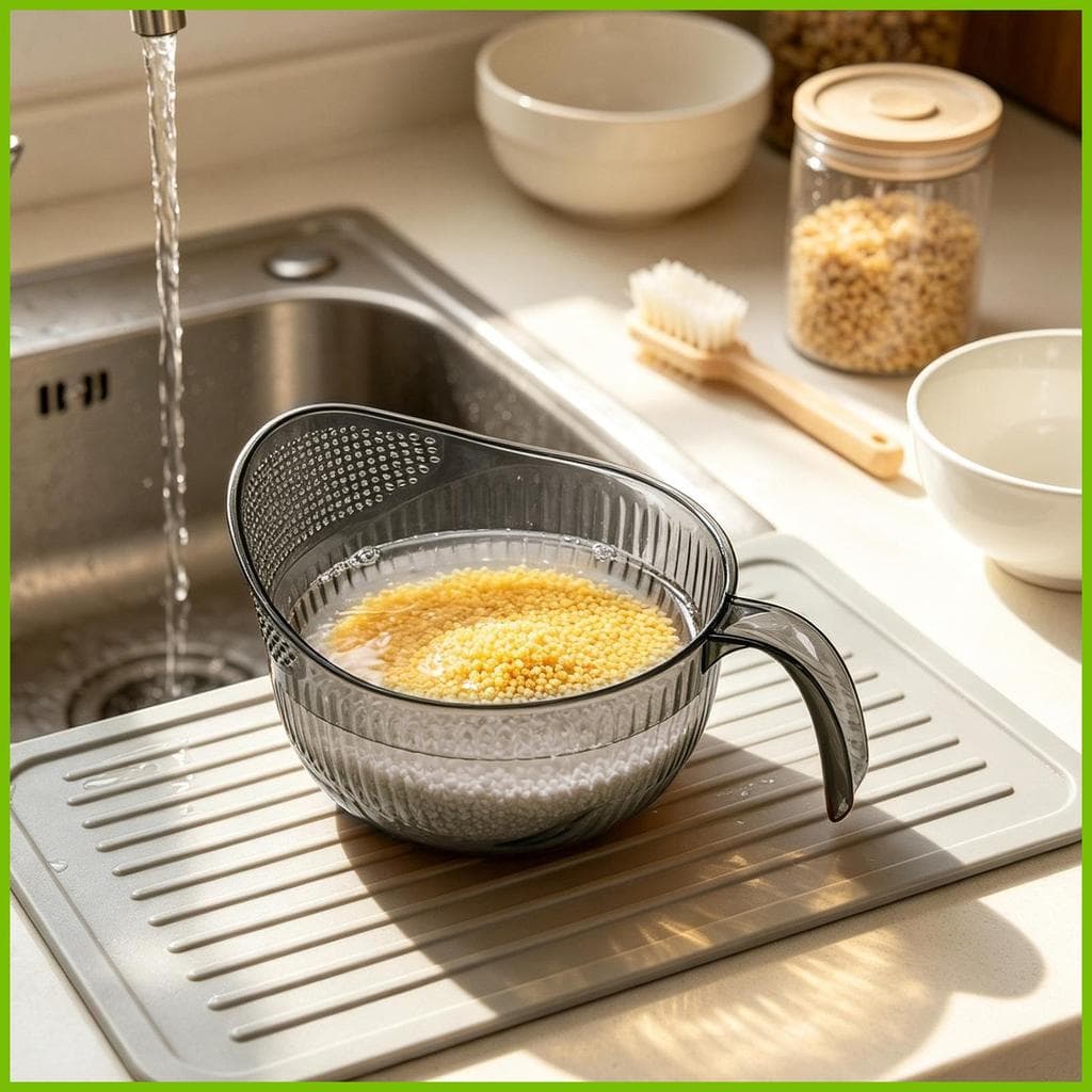 Enxaguador De Arroz , Grande Capacidade , Antiderrapante , Escorredor De Drenagem Tigela Para Grãos E Vegetais iadbr