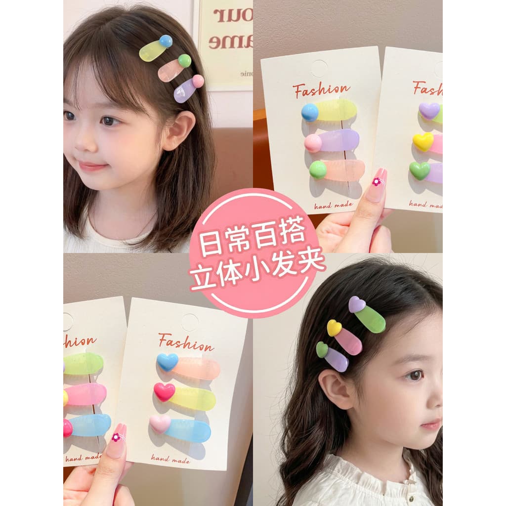 Acrílico colorido gradiente grampo de cabelo meninas decoração esférica crianças acessórios para o cabelo artesanal pequ