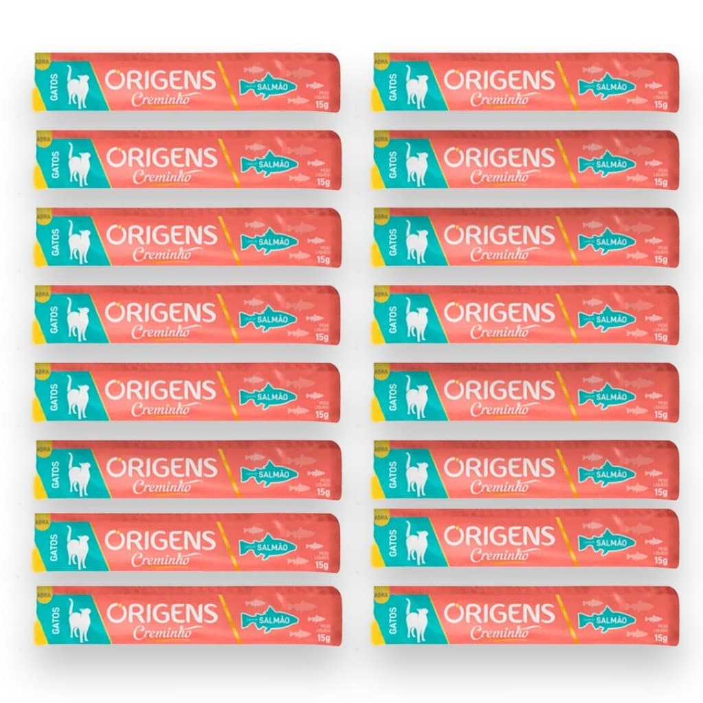 Kit Petisco Origens Creminho Salmão para Gatos - 60g - 16 unidades