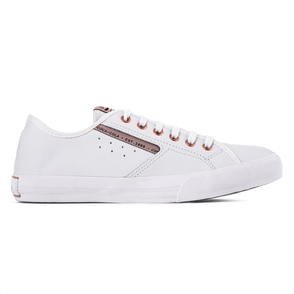 Tênis Coca-Cola Florida Leather Branco e Cobre - Feminino