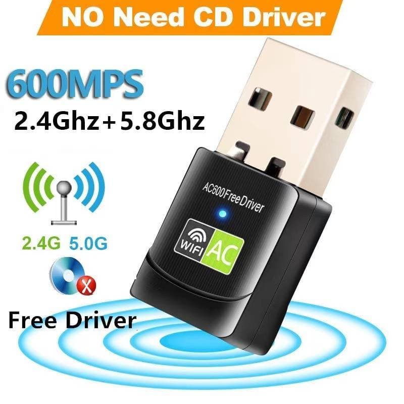 Dongle Wi-Fi USB ADS Para Desktop , Adaptador Sem Fio De 600Mbps , Receptor WiFi BT 2.4G/5.8G BR