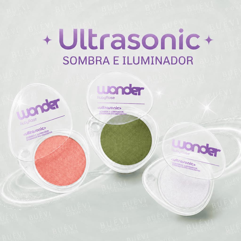 Sombra e Iluminador Ultrasonic Linha Wonder By Ruby Rose HBM1013 - Brilho Glitter Alta Pigmentação