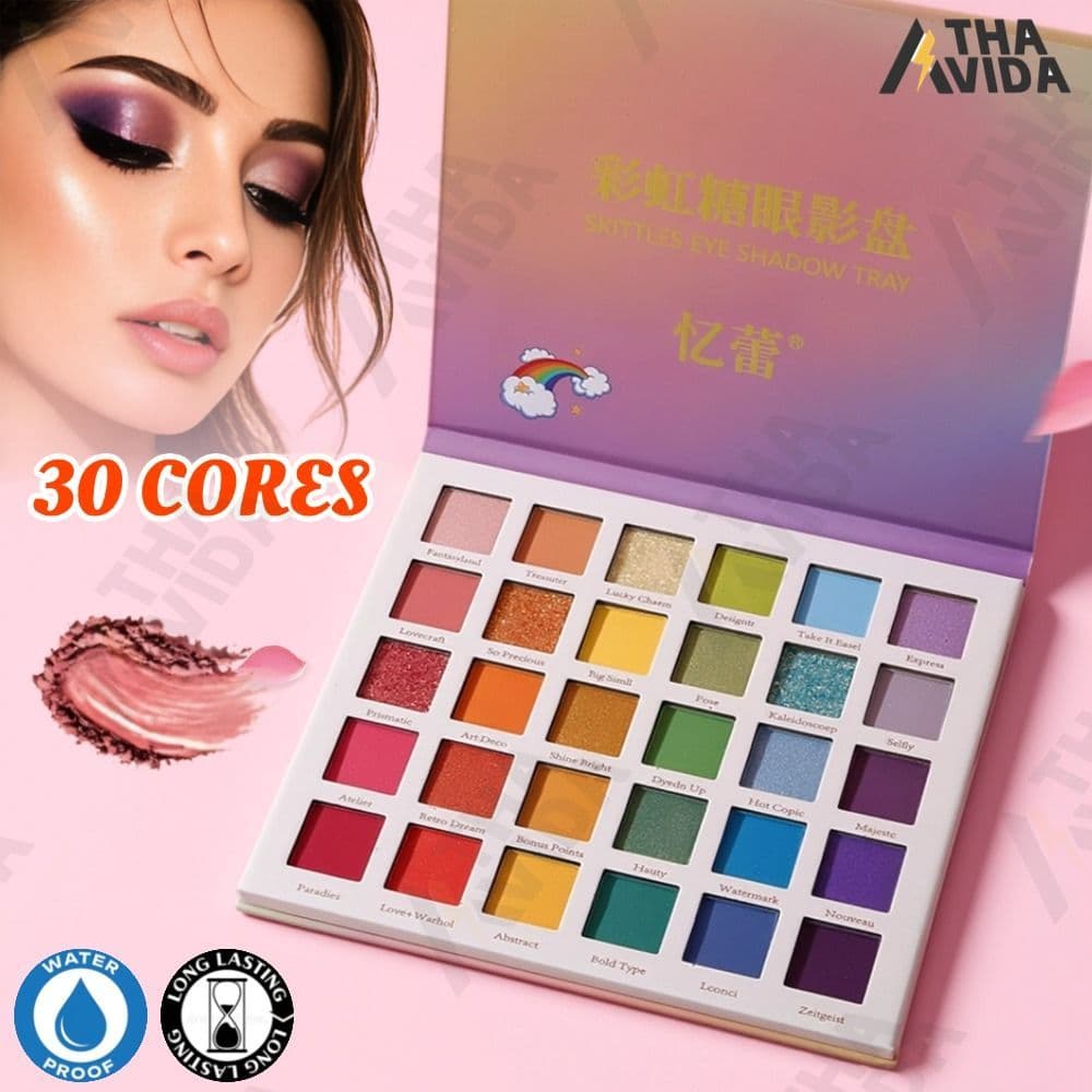 Paleta De Sombras-Cosméticos De Cor Ousada Com Brilho Robusto E Desempenho Fosco Duradouro 30Cores-AV