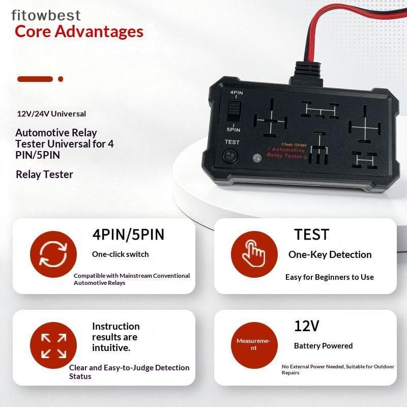 Testador De Relé Automotivo , Tensão , Bateria Automotiva , Indicador LED , Universal , 12V , Teste Eletrônico
