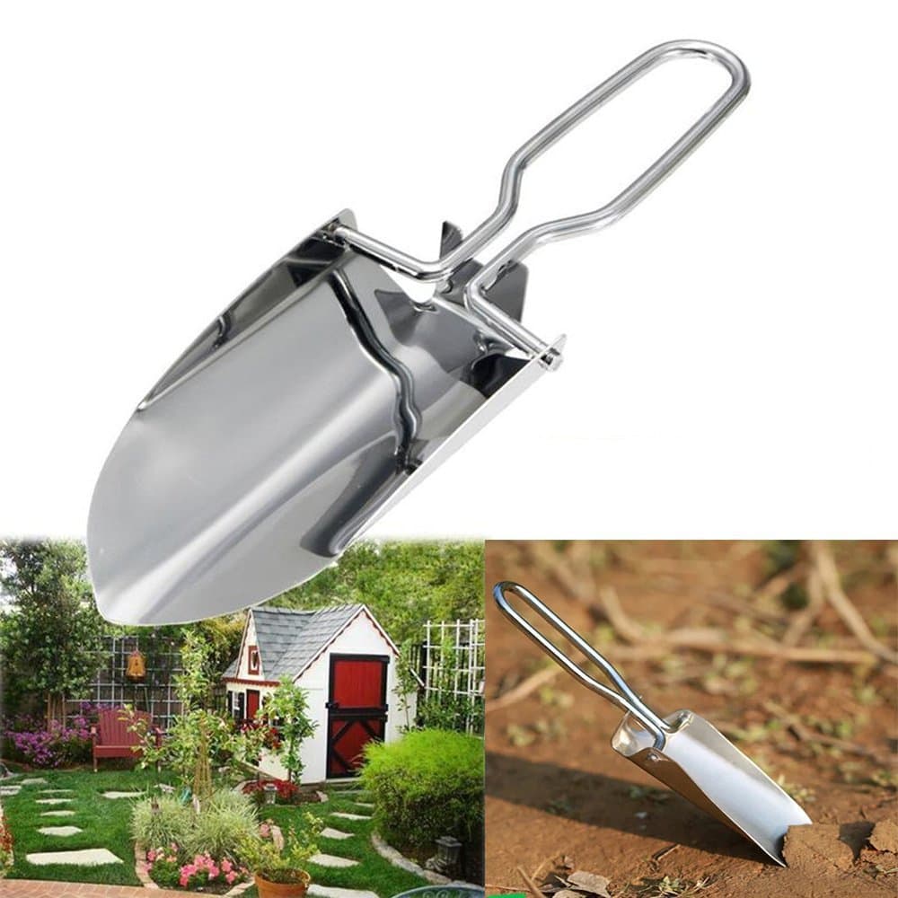 Pá de aço inoxidável pá de jardinagem pá de gelo ferramenta de jardim dobrável pá de jardim doméstico plantio de vegetai